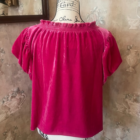 FREE PEOPLE TERESE PINK VELVET TOP LARGE - Picture 5 of 6
